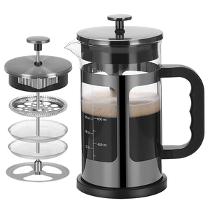 Cafetière à piston en verre borosilicate à paroi simple avec poignée, grande capacité, en acier inoxydable pour usage en cuisine, vente en gros d'usine - Product Image 4