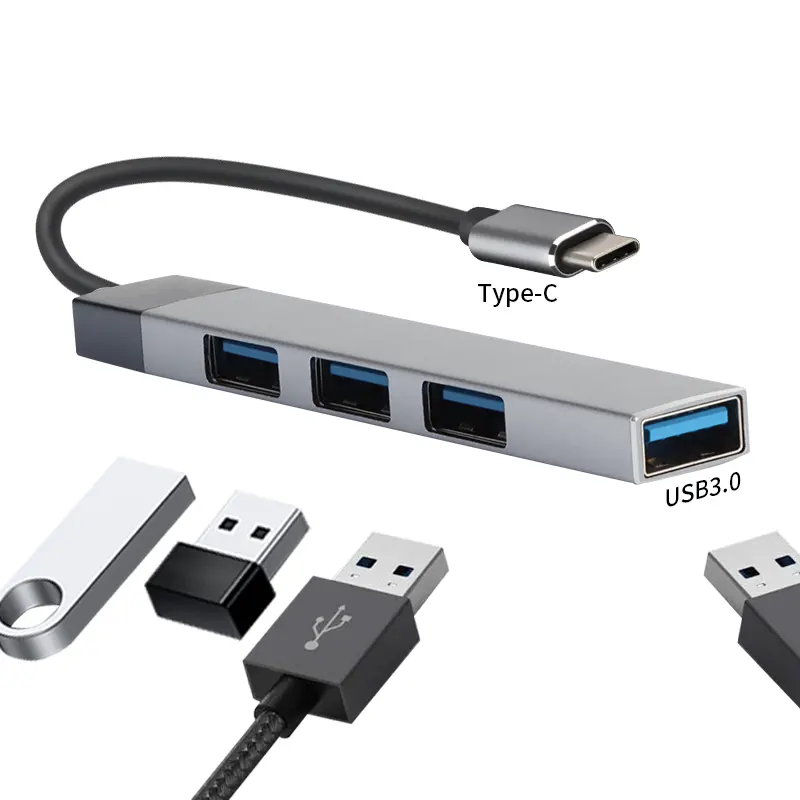 Hadiah Ponsel Multifungsi 4-Port Usb Kecepatan Tinggi 3.0 Usb-c Semua Dalam Satu Hub