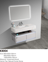 80cm 90cm 100cm Meuble sous-vasque flottant en pierre artificielle naturelle avec lavabo