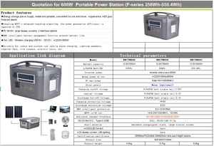 Station d'alimentation portable à batterie solaire 600W (256Wh-550.4Wh) 600W 600W 600W 600W - Product Image 5