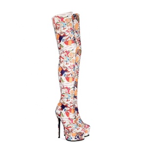 Bottes hautes à plateforme pour femmes, style dessin animé mignon, sexy, grande taille 45, à talon fin et long - Product Image 3