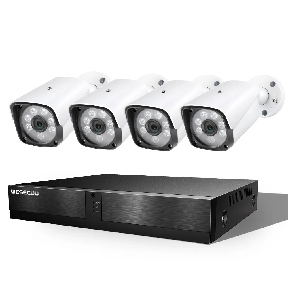WESECUU 4Ch POE NVR Kit Professional Video Surveillance Security Camera AI Face Detection HD 4K ip cctv camera kit camera system