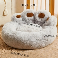 Fond antidérapant toutes saisons forme de patte longue peluche lit de chat chaud coussin confortable et confortable pour animaux de compagnie pour chiot grand chien conception de lit