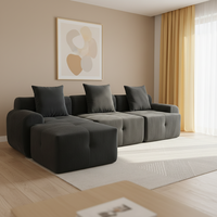 Canapé modulaire sectionnel moderne en tissu velours côtelé, grand canapé de salon avec mousse à mémoire de forme, design compressé, adapté aux animaux domestiques