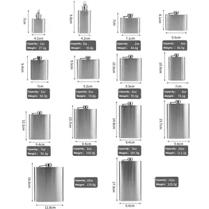 Hochwertige individuelle 1-10 Unzen Metall Edelstahl tragbare Weinflasche Whiskey Hüftflasche und schwarze Hüftflasche für Whiskey