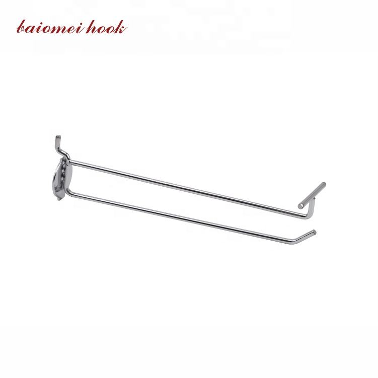 Looped Hooks Retail Display Iron U-shaped Looped Hooks with Fixed Bridge Chrome ...