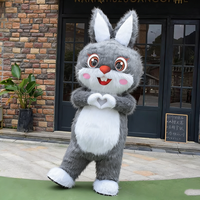Funtoys Mascotte gonflable en forme de lapin, costume de personnage de dessin animé en peluche, Halloween, Pâques, Noël, personnalisable pour adulte