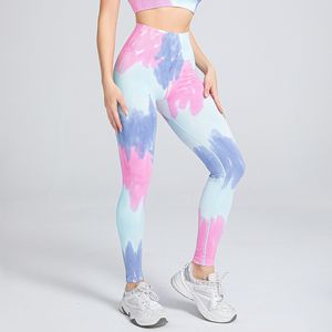 Pour <span class=keywords><strong>Amazon</strong></span> femmes sans couture tricoté cravate-teinture Yoga porter taille haute Fitness pantalon gilet soutien-gorge-grande taille léger pour l'extérieur - Product Image 3