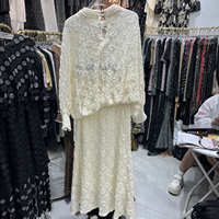 Ensemble deux pièces en tricot crocheté orné de perles élégant et haut de gamme SR2544 pour femmes, été, anti-rides, perles complexes, polyvalent