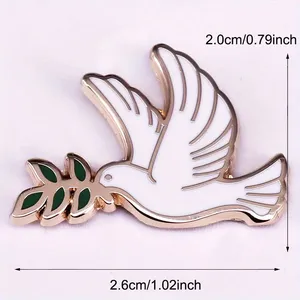 Colombe de la paix Branche d'olivier Broche en émail Broche en alliage Animal Colombe Badge avec technologie de placage pour les fêtes et les fiançailles - Product Image 4