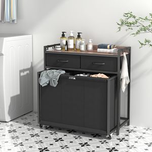 Suoernuo <span class=keywords><strong>bagno</strong></span> camera da letto 2 cassetti estraibili cesto <span class=keywords><strong>portabiancheria</strong></span> cesto <span class=keywords><strong>portabiancheria</strong></span> per lavanderia - Product Image 3