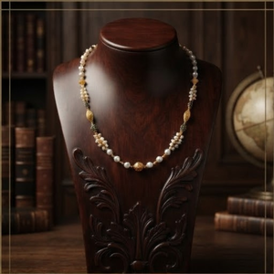 Elegant Gold Pearl <b>Bead</b> <b>Necklace</b> with Enamel Detailing Traditional Indian Ethnic Jewelry for Women Festive and Bridal Wear - Product Image 1