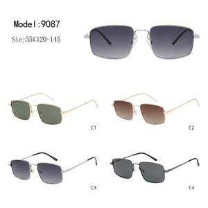 Lunettes de soleil rectangulaires en métal avec logo personnalisé, monture intégrale, protection UV400, style décontracté unisexe - Product Image 3