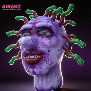 Cabeza de Monstruo Inflable de Halloween, Laberinto de Terror, Busto de Monstruo Morado Inflable, Decoración de Cabeza de Zombie Inflable con LED - Product Image 1