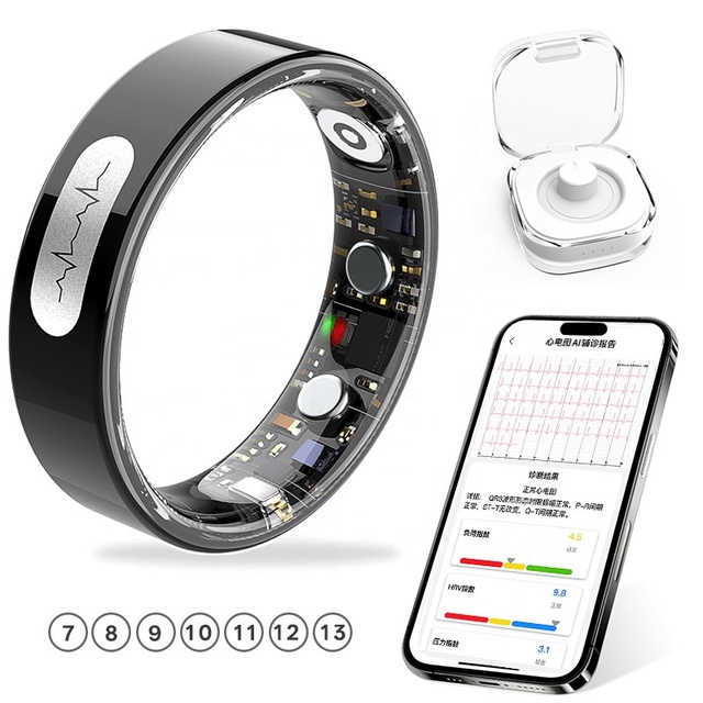 R08 Smart Ring Health Fitness Tracker IP68 Waterproof Long Battery Life Heart Rate Blood Oxygen Monitoring Health Finger Rings