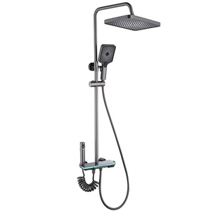 China Sanitary Ware Ajustable Multifunción Montado en la <span class=keywords><strong>pared</strong></span> Piano Key LED Rain Baño Ducha Set Mezclador de Ducha - Product Image 1