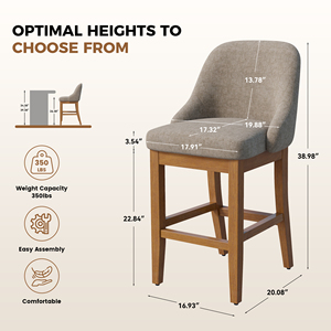 Ergonomic Modern Wing Arm Bar <b>Stools</b> High Density Foam <b>Cushion</b> Footrest Durable Solid Wood Frame for Outdoor Hotel Mall - Product Image 6
