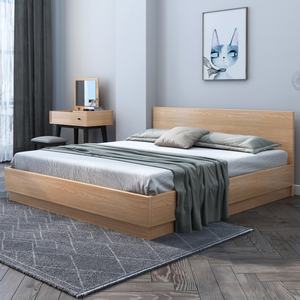 Ensemble de meubles de chambre à coucher modernes en noir, blanc et gris, lits doubles en bois de luxe avec sommier - Product Image 5