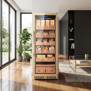 NE-193-8 Custom logo 1500 Cigar Cabinet Cedar Wood 308L Cigar Humidor <b>Fridge</b> with Auto Defog Glass Door - Product Image 3