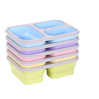 Boîtes à lunch pliantes en silicone pliables Conteneur de stockage des aliments en silicone en gros Vente chaude 350ml 500ml 800ml 1200ml 1600ml