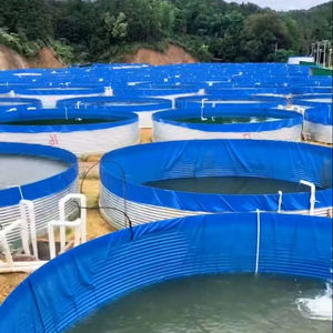 Bassin de pisciculture mobile circulaire en toile haute densité et tôle galvanisée - Product Image 1