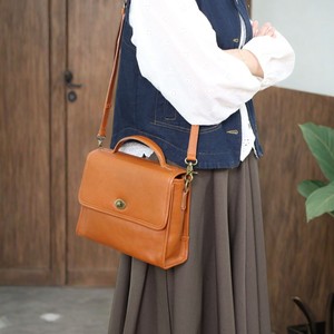 Nasman's Chinese Retro Durable Messenger <b>Bag</b> Top-Grain Leather Flap Closure Women's Crossbody Handbag Everyday Use Brown Coffee - Product Image 2