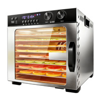 Compacte 8 304 roestvrijstalen bakjes 600W stille digitale precisie thermostaat desktop oven voor gedroogd vlees, fruit, snacks en voedsel.