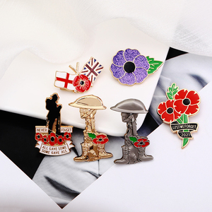 Lest We Forget Red Poppy Flower Enamel Pin <strong>Brooches</strong> Soldier Veteran <strong>UK</strong> Commemorate Remembrance Day for Backpack Bag Jewelry - Product Image 2