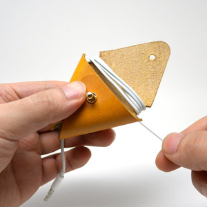Leather headphone cable winder, triangular headphone <b>case</b>, <b>coin</b> purse, data cable winder, cable organizer, protective cover - Product Image 2