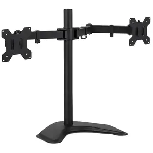 Zwart En Wit Verstelbare Dual Computer Monitor Arm Desk Mount Bracket 13 Tot 27 Inch