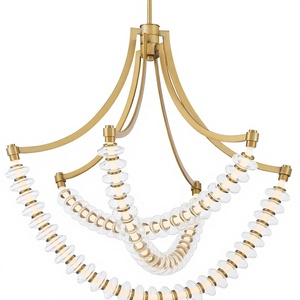 Minka Lavery 5646-732-L Lustre abstrait de 30 po de large en alliage d'acier et de laiton avec verre transparent - Product Image 2