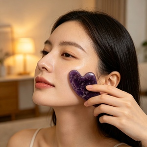 Rouleau de jade naturel violet <span class=keywords><strong>Jaderoller</strong></span>, pierre précieuse de cristal de jade, rouleau de massage facial Gua Sha avec boîte cadeau - Product Image 5
