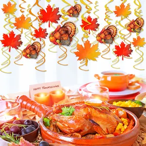 Umweltfreundliche Thanksgiving-Dekoration Banner Kürbis Ahornblatt Türkei Spirale hängender Ornament