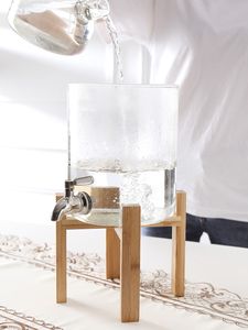 Distributeur de boissons <span class=keywords><strong>en</strong></span> <span class=keywords><strong>verre</strong></span> résistant à la chaleur <span class=keywords><strong>avec</strong></span> <span class=keywords><strong>robinet</strong></span> <span class=keywords><strong>en</strong></span> acier inoxydable et couvercle <span class=keywords><strong>en</strong></span> bambou, 5 litres - Product Image 3