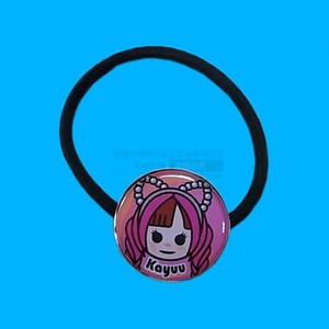 Koyuu – attache-cheveux ronde en alliage avec impression époxy pour filles, accessoire de coiffure à bande élastique noire, été 2021 - Product Image 1