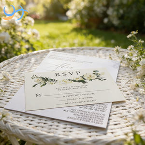 Invitación de Boda Floral Atemporal Personalizada y Juego de Tarjetas de Confirmación, Tarjetas de Felicitación de Papel de Algodón <span class=keywords><strong>con</strong></span> Impresión Offset - Product Image 2