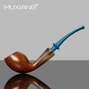 Muxiang Handmade Tulip Shape Pipe Sandalwood Briarwood Freestyle Traditional Filter Horn Grass Men Smoking Pipe - Product Image 1