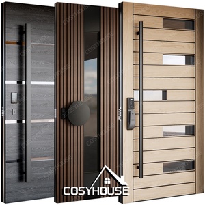 Porta d'Ingresso a Bilico per Esterni in Legno Massello di Noce Nero Stile Americano per Villa di Lusso - Product Image 3
