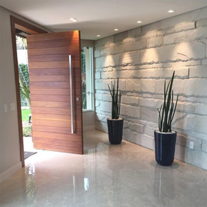 Porte d'entrée en fer forgé au Design moderne, portes extérieures avec feux latéraux, portes pivotantes modernes pour la maison, Blh-38 - Product Image 4