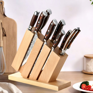Offre Spéciale : Ensemble de 9 Couteaux de Cuisine en Acier Inoxydable 5Cr15MOV avec Bloc et Manches en Bois Pakka, Écologique, pour Droitiers - Product Image 1