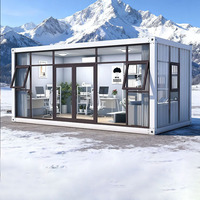 Casa Contenedor Modular Transpirable con Vidrio y Ventanas, Diseño Moderno para Oficina, Villa, Taller, Cafetería