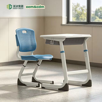 Ensemble Chaise et Bureau d'Écolier Réglables en Hauteur OEM en Gros avec Plateau en Bois et Chaise en Plastique ABS Respirant Personnalisable pour Usage en Classe