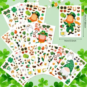 Adesivos de dia de São Patrício Shamrocks da sorte com 9 folhas, decalques adesivos para sacolas de scrapbooking, material de festa irlandês