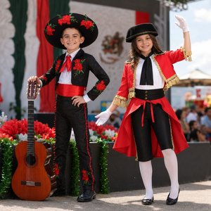 Disfraz Tradicional Mexicano de Mariachi <span class=keywords><strong>Amigo</strong></span> para Niños, Traje Charro para Niños, Disfraz de Carnaval y Halloween para Niñas - Product Image 2