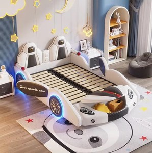 Cama de Coche para Niños Cama Infantil en Forma de Coche Muebles de Dormitorio Diseño Moderno de Coche de Carreras de Dibujos Animados Material de Madera Ecológico - Product Image 5