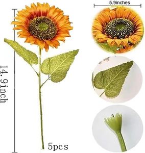 Fleur artificielle en latex de tournesol unique de qualité supérieure pour la décoration de la maison, des mariages, des espaces extérieurs et des aires de jeux - Product Image 2