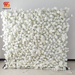 Mur de fleurs artificielles en soie blanche, rose sacrée, fait main, personnalisé, lisse, doux, pour la Saint-Valentin - Product Image 1