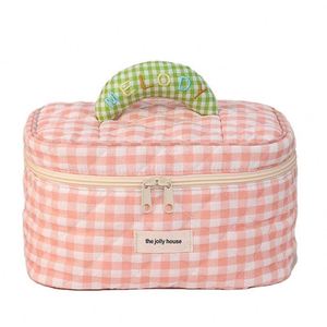 Bolsa de Cosméticos Portátil de Algodón, Plegable, con Cierre de Cremallera, Asa Suave, Capacidad Media, Diseño Macaron - Product Image 5