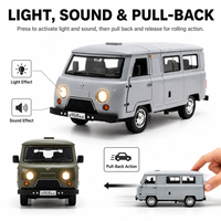 Vente en gros : Voiture jouet UAZ Van russe classique moulée sous pression à l'échelle 1:24, avec portes ouvrables, fonction de recul, lumières et sons, en plastique et métal