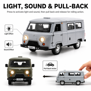 Wholesale 1:<strong>24</strong> Diecast Classic Russian UAZ <strong>Van</strong> Openable Door Pull-Back Camper Toy Car with Light Sound Plastic &amp; Metal - Product Image 2